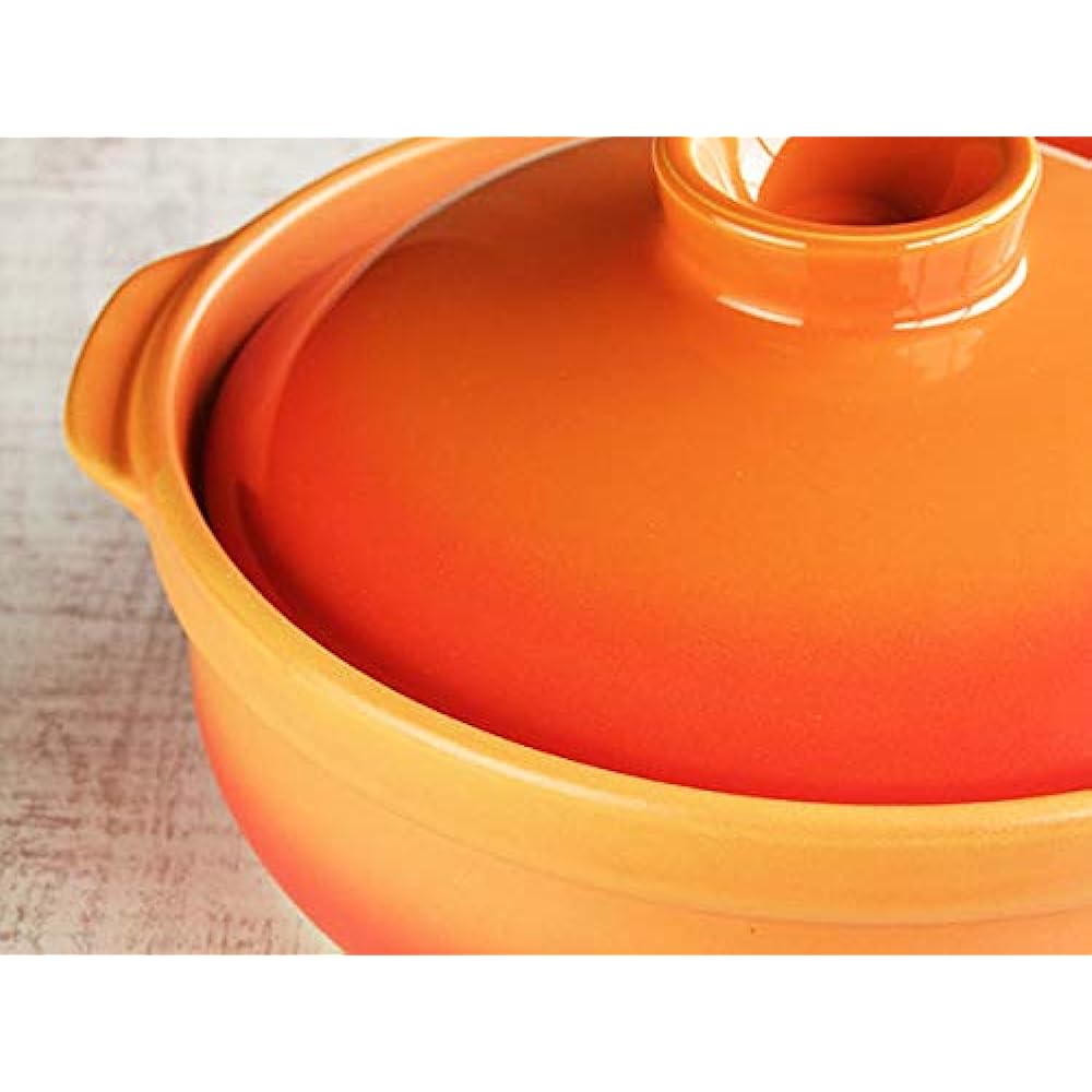 Mino Sarara Banquet Bake Earthen Pot No. 7 for 1 to 2 people Made in Japan Heat source color: Orange for open fire only