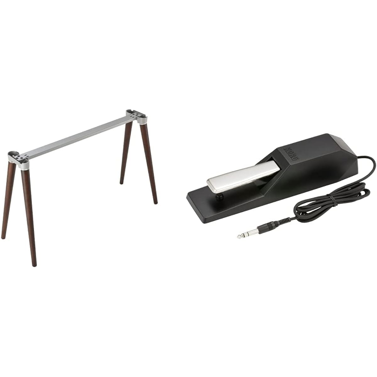 [Set Purchase] KORG SV-2, SV-1, D1 Exclusive Wooden Keyboard Stand ST-WL Dark Brown & Damper Pedal for Digital Piano DS-1H Half Pedal Compatible