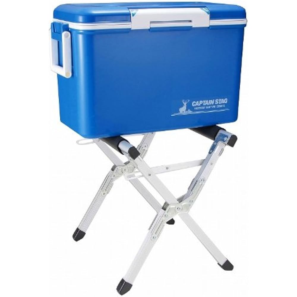 CAPTAIN STAG Cooler Box Cooler Box Stand 2 Levels Adjustable Aluminum Carry Bag Included [Silver/Black] UE-51/UY-7044