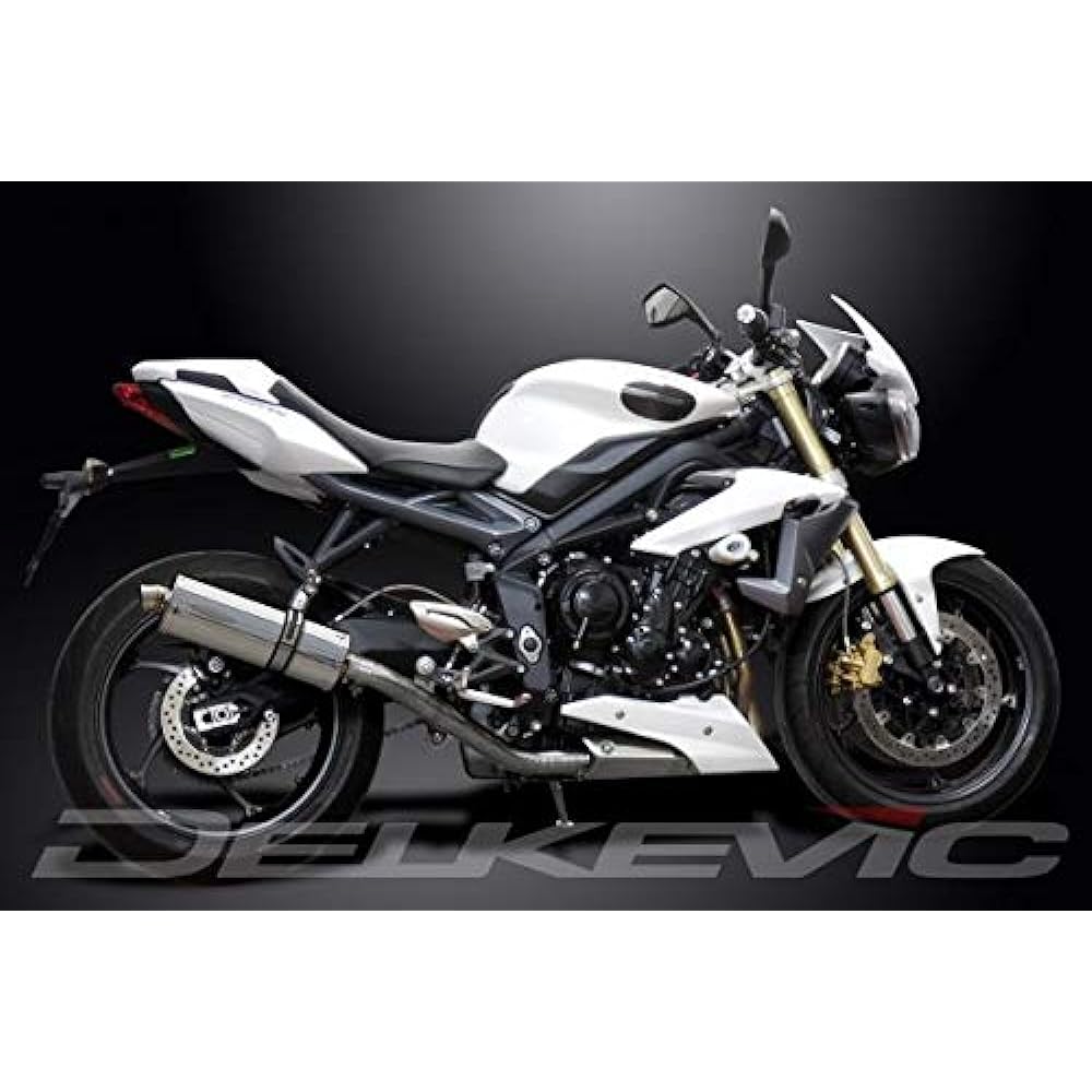 DELKEVIC Slip-on Stainless Steel Oval Muffler for TRIUMPH STREET TRIPLE 675 2013-2016 350mm KIT04B1