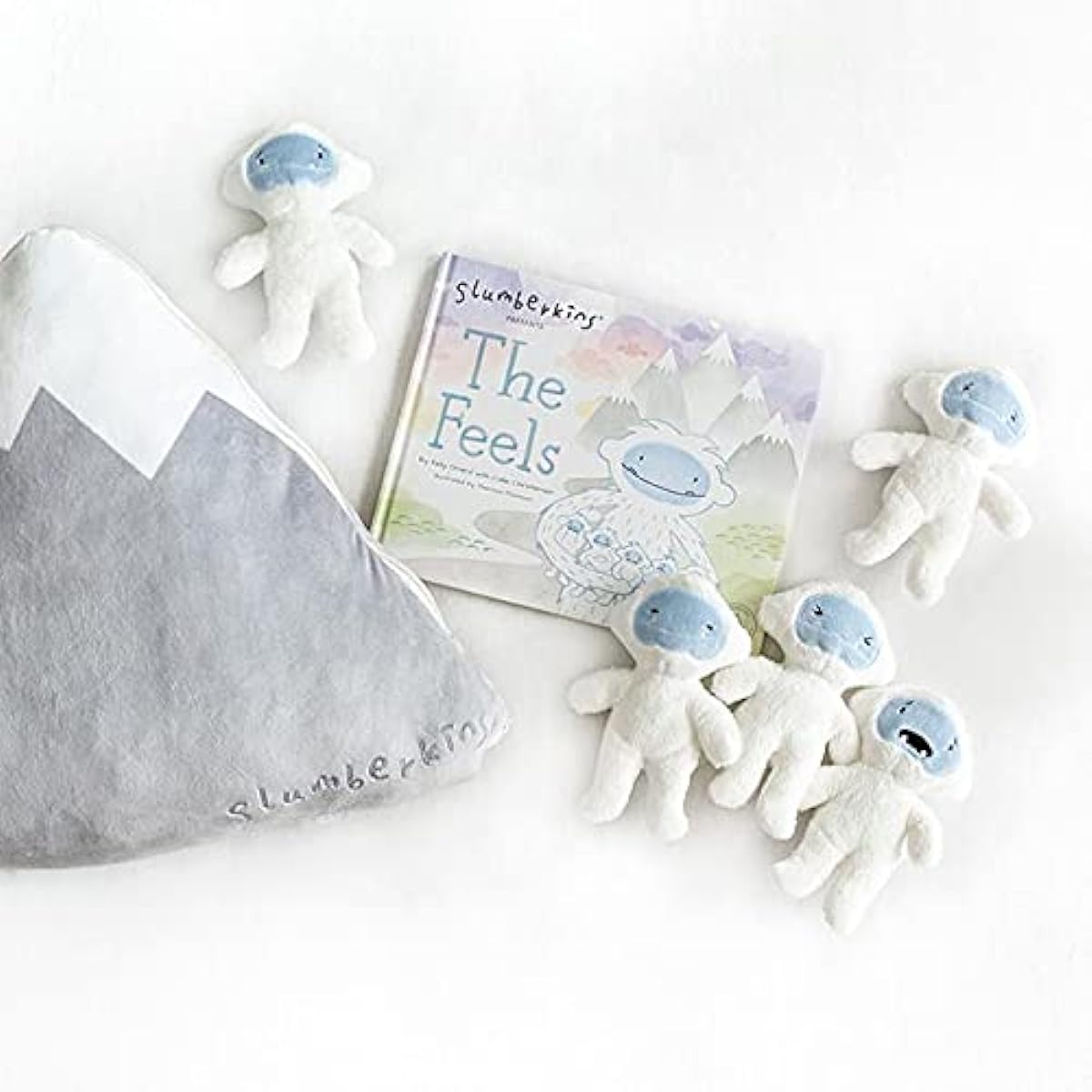 Slumberkins The Feels Set – 5 Mini Feels Plush Interactive Storybook & Slumberkins Mountain Pillow for Easy Storage – Social Emotional Tools Ages 0+