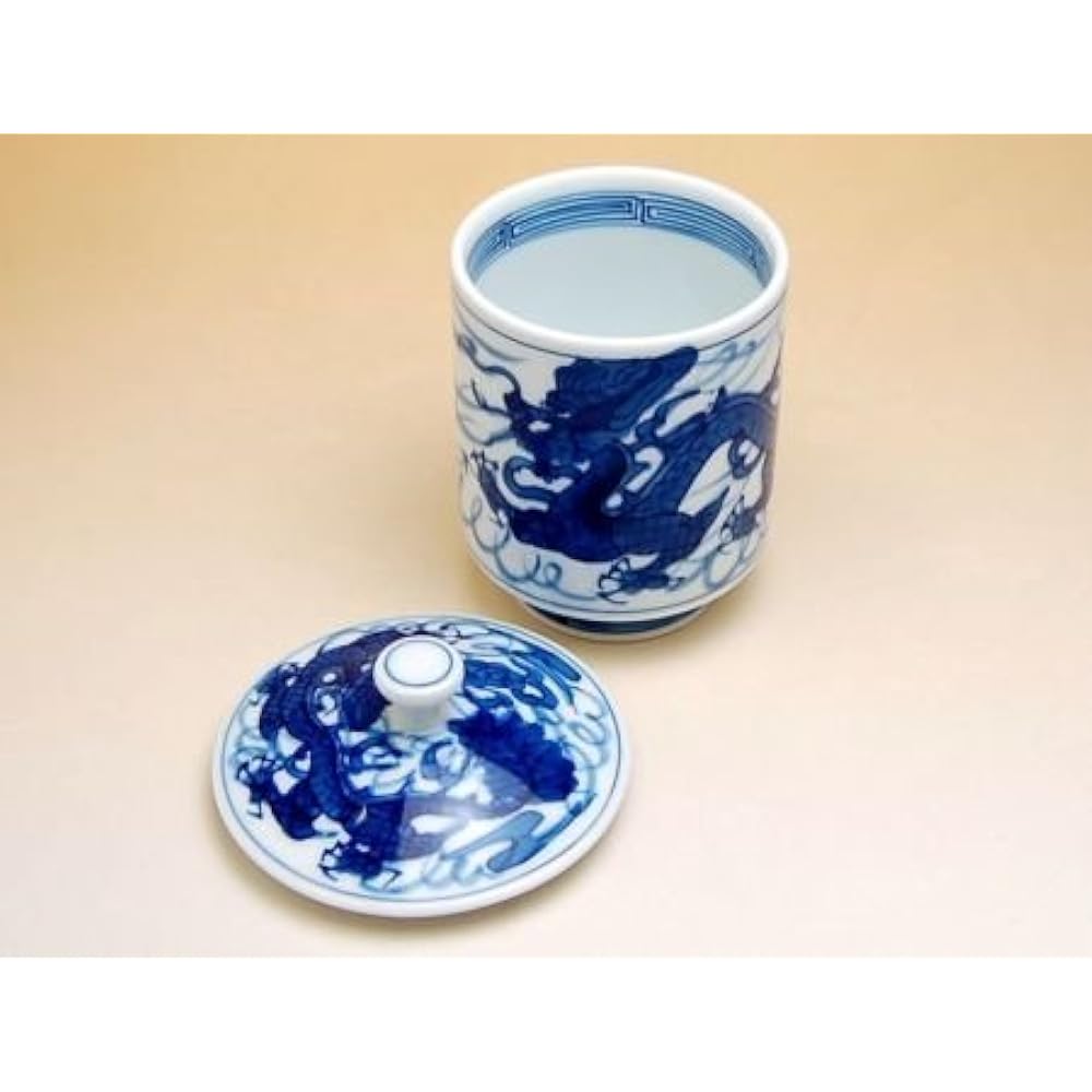 Hot water cup with lid, large extra large size, stylish, Arita ware, Hasami ware, dragon, Tomiryu, extra large Yumi tea bowl, made in Japan *Quite a large teacup, similar to a sushi tea cup