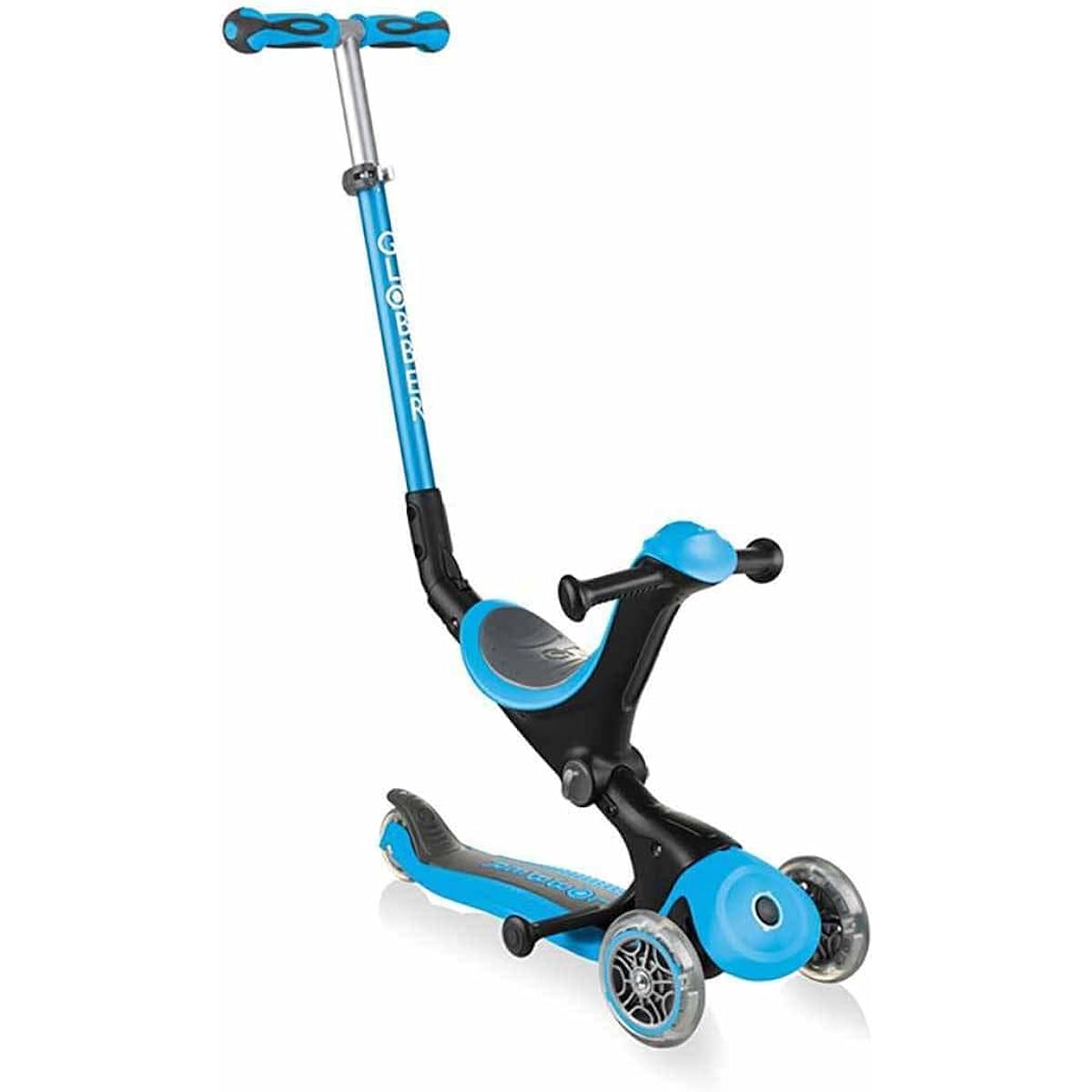 GLOBBER Kickboard, Three Wheels, for Children, Ages 1+, Height Adjustable, Outdoor Play, Exercise, Play, Kick Scooter, Go Up/Sky Blue, WLGB644101