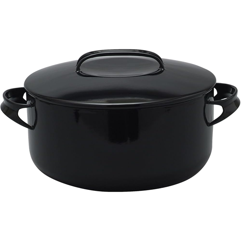 Noda Enamel Casserole Enamel 24cm IH Compatible Black Made in Japan NOMAKU NOM-24TBK
