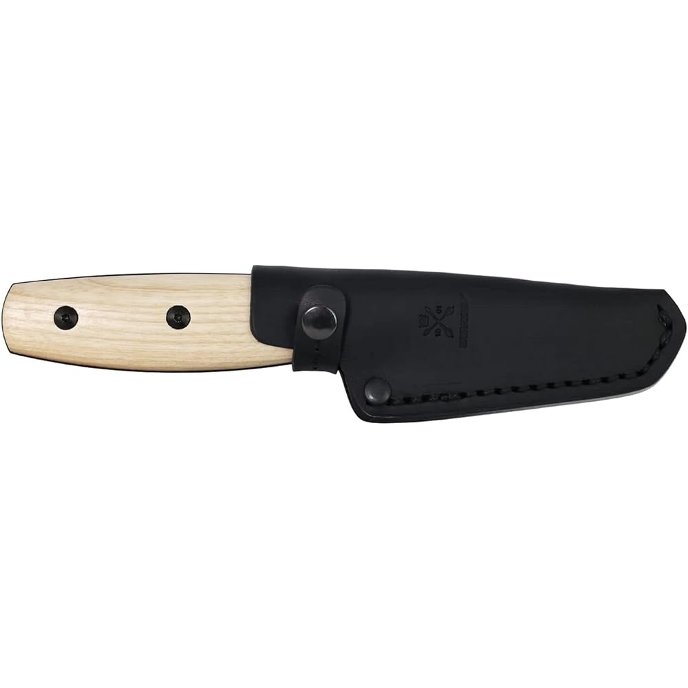 Morakniv Fin Black Blade Stainless Steel Ash Wood Full Tang Knife Small Knife Wooden Handle Blade Thickness Approx. 2.0mm Camping Knife Outdoor Knife