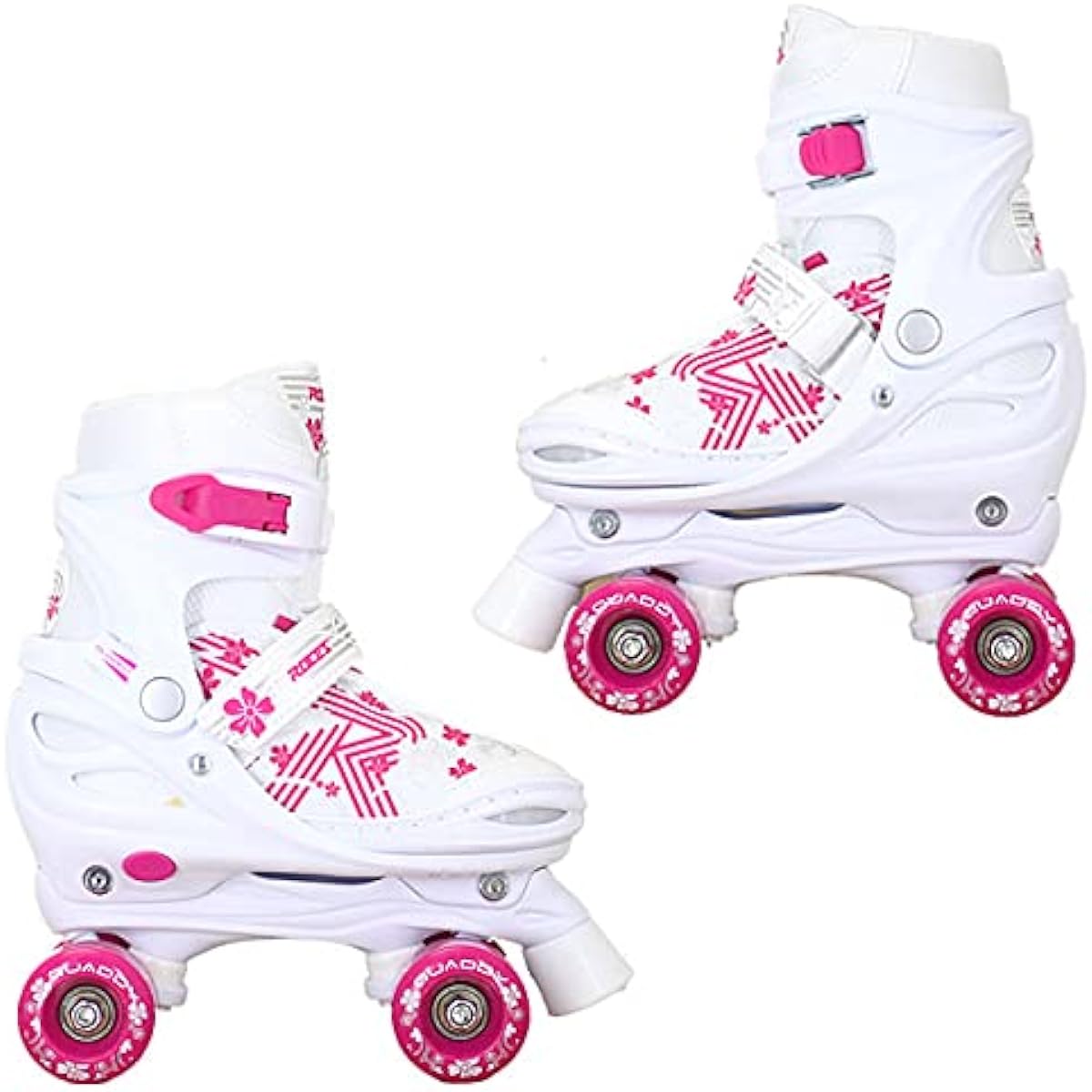ROCES Children's Quad Skates for Girls, QUADDY GIRL 3.0 White-Pink 550095, Roches Junior and Kids Roller Skates