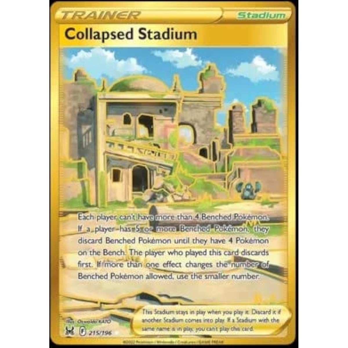 Pokemon - Collapsed Stadium - 215/196 Lost Origin - Secret Rare Gold Holo Foil