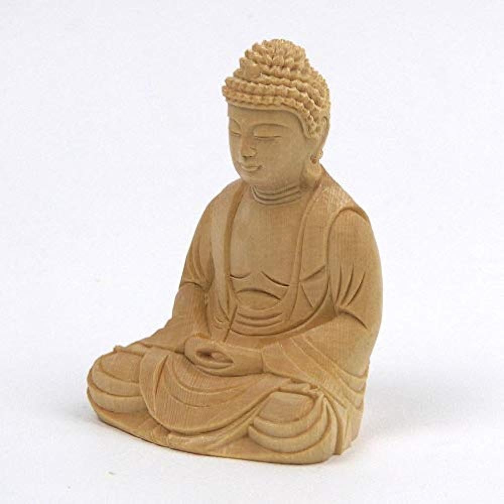 Kurita's special Buddha statue [Tathagata] Shakyamuni Buddha seated statue 2.0 dimensions (total height 7.5 cm, width 6 cm, depth 4.5 cm) High quality wood carving made of cypress wood Body only 5124
