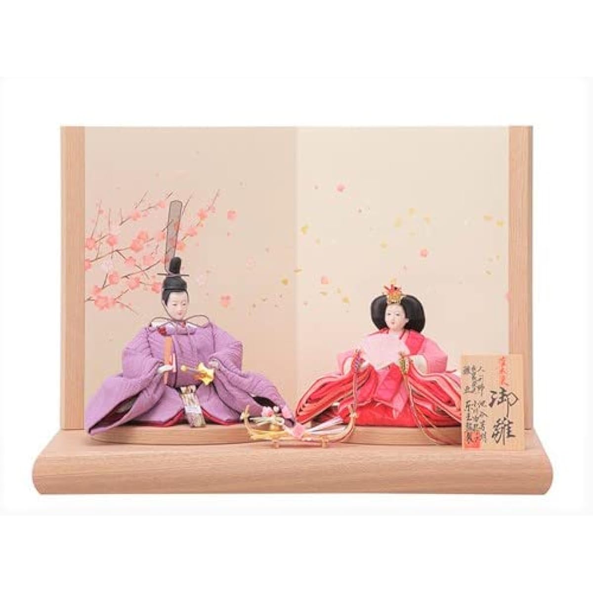 Hina dolls, plant-dyed prince and princess ornaments, YN0110H, width 50 x depth 32 x height 34 cm, Hina dolls, flat ornaments, plant-dyed costumes