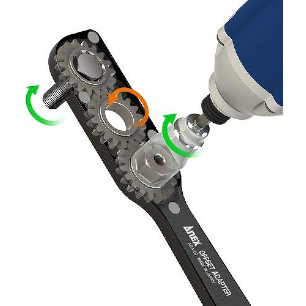 ANEX Offset Adapter 19 Width across flats 19mm Ratchet Wrench with Case Multi Set AOA-19S3