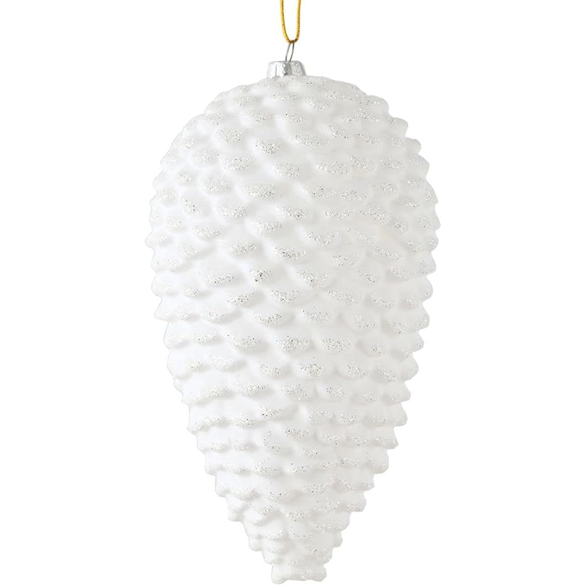 Vickerman 10" White Matte Glitter Pine Cone Christmas Ornaments, 2 per pack.