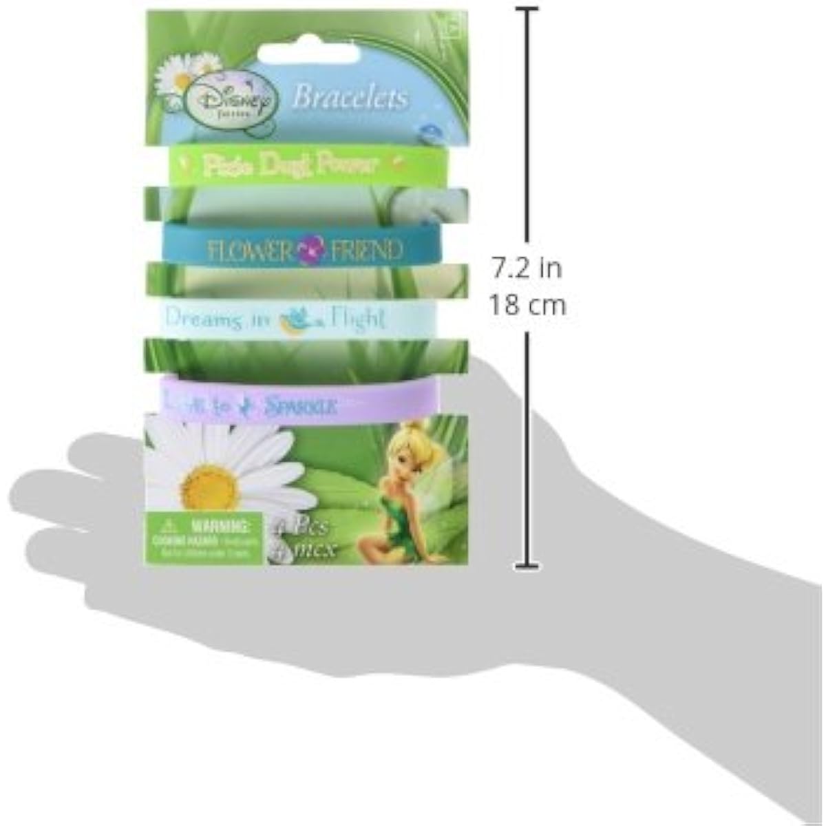Disney Tinkerbell Colourful Rubber Bracelet Birthday Party Accessory Favour (4 Pack), Multi Colour, 6.4cm x 1.1cm .