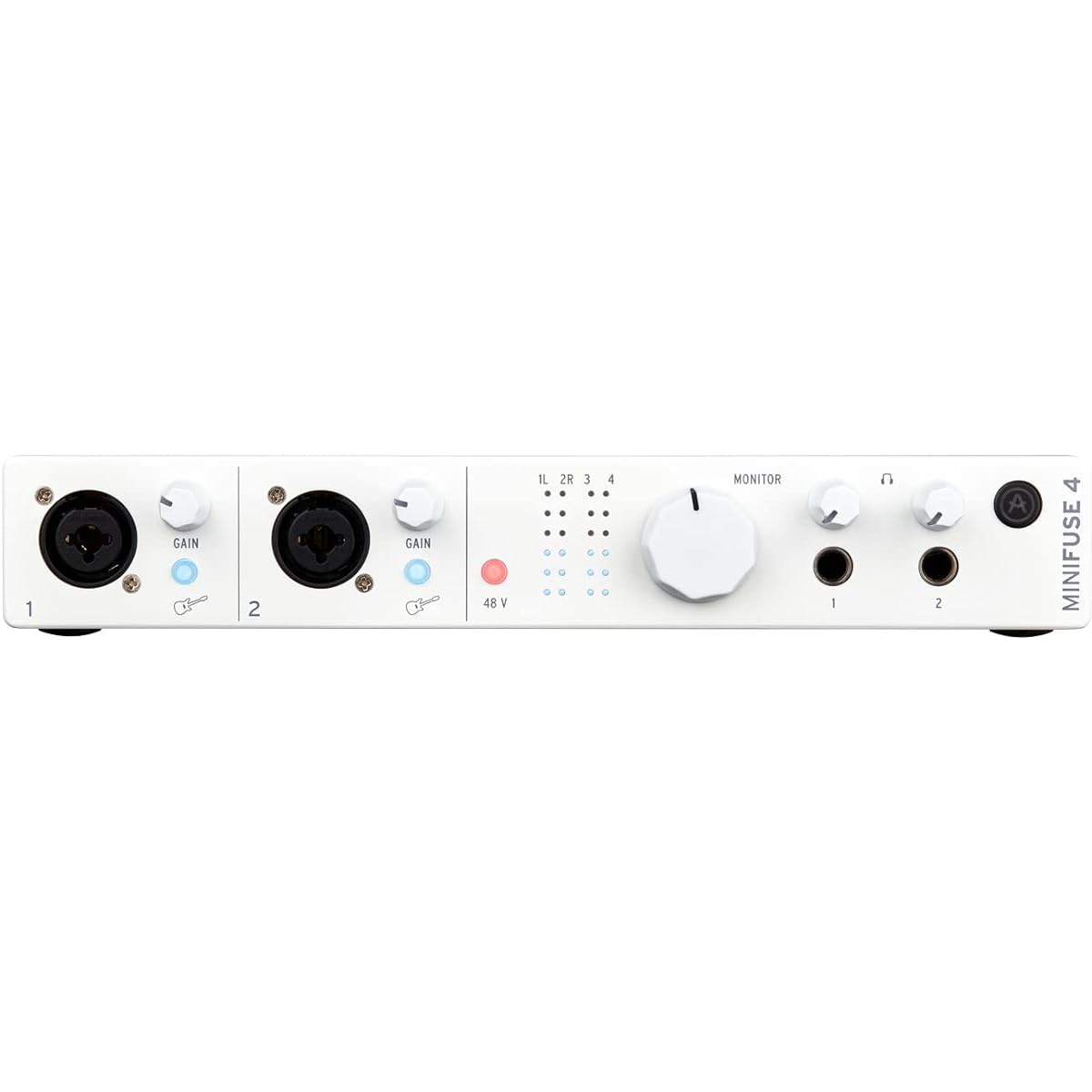 Arturia - MiniFuse 4 - Compact USB Audio & MIDI Interface with Creative Software for Recording, Production, Podcasting and Guitar - White