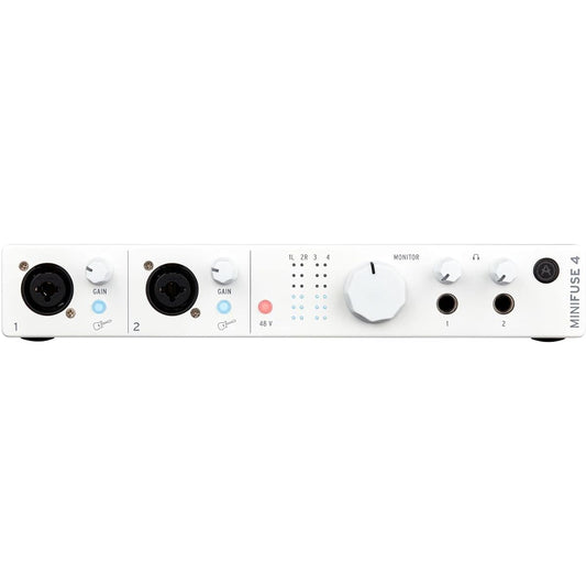 Arturia - MiniFuse 4 - Compact USB Audio & MIDI Interface with Creative Software for Recording, Production, Podcasting and Guitar - White