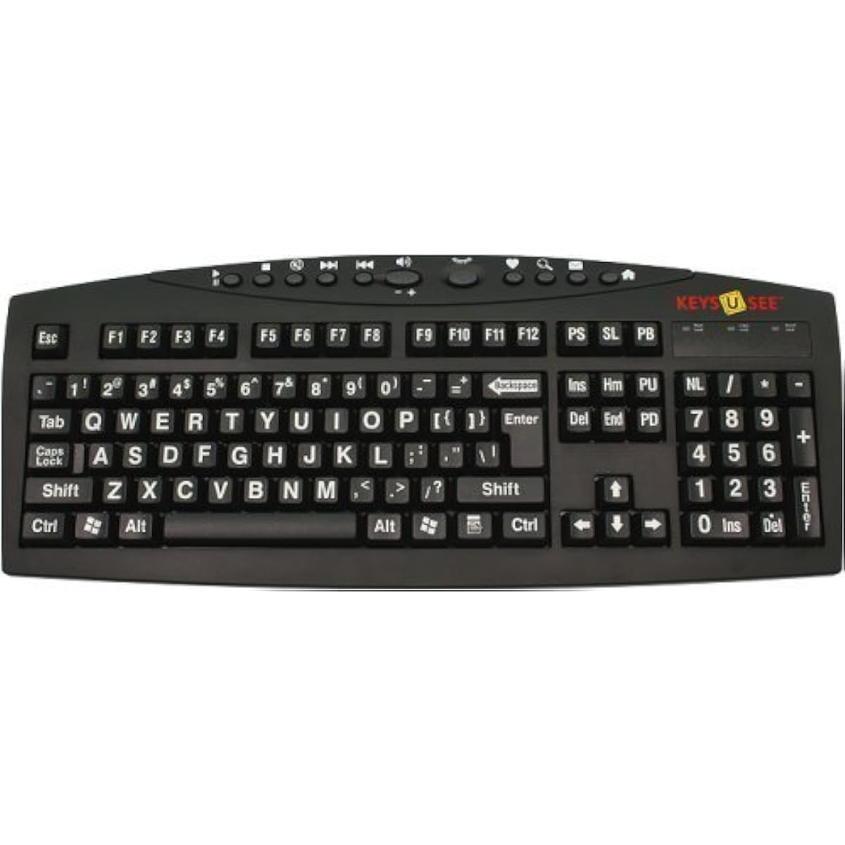 AbleNet Large Print English Keyboard with White Letters for the Visually Impaired, Black (MG1512) by Ablenet [Parallel Import]