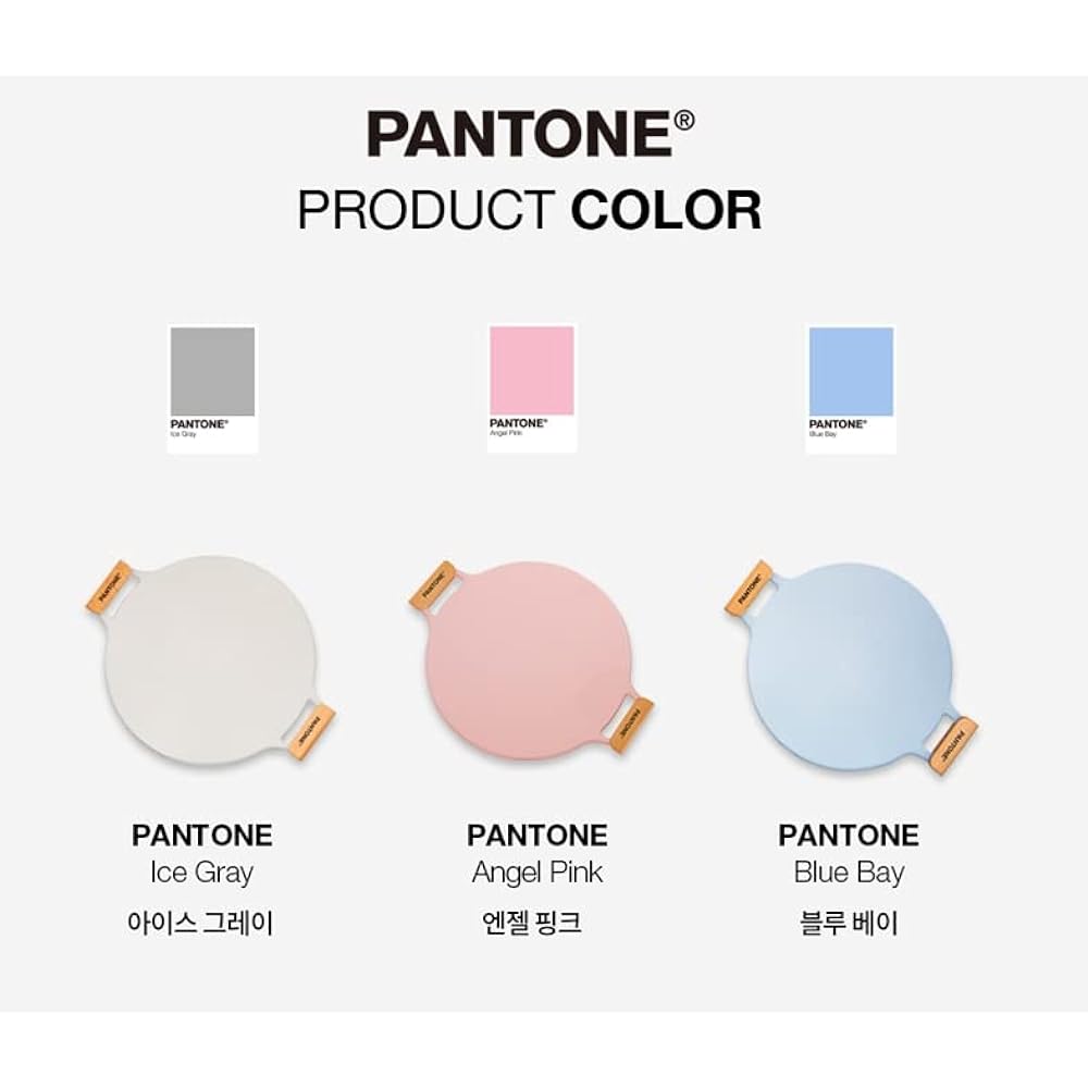 PANTONE Korean Iron Plate Griddle, 36cm, 3colors, IH Compatible, No Seasoning Required, Can Be Used Over Open Fire/Camping/Outdoor/Indoor (Angel Pink)