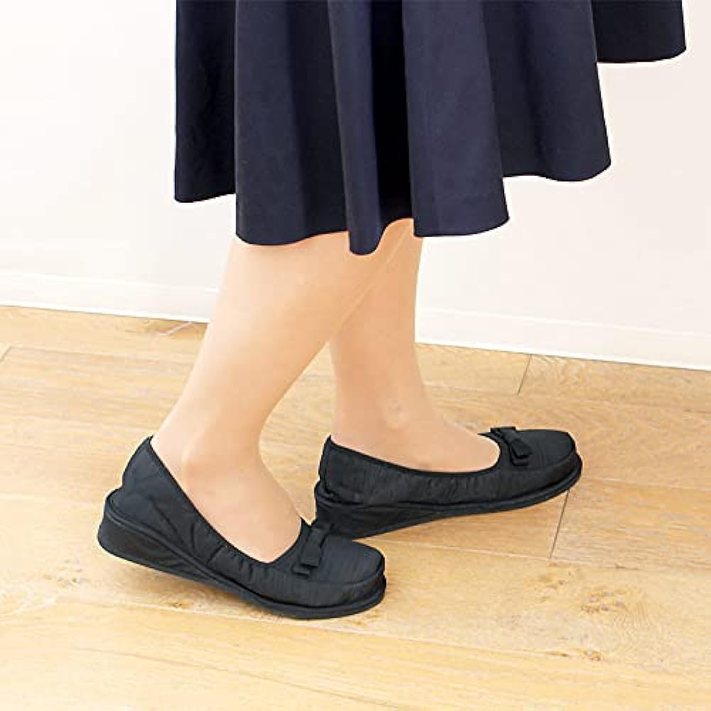 [Kirsch Blute] Kirsch Blute 3.5cm portable slippers with heel Room shoes type [Black] Grosgrain mini ribbon *Slipper pouch included KS35C-S21