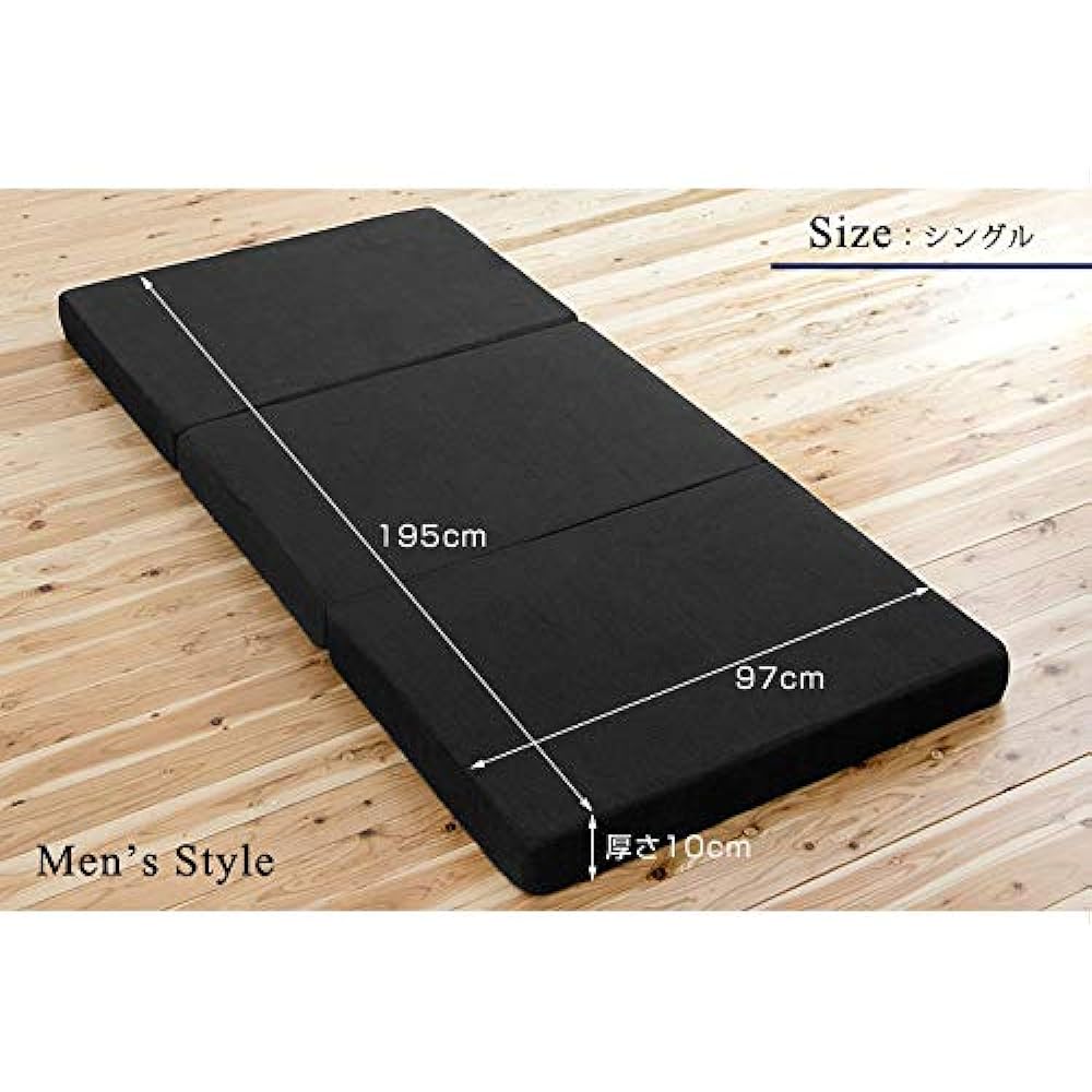 Tansu no Gen Mattress Single Men's High Resilience Thickness 10cm High Resilience High Density 30D Hard 220N Tri-fold Bamboo Charcoal Deodorant Mattress Pile Black 13810052 01AM (61207)