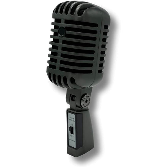 Vintage Style Metal Condenser Streaming Microphone Satin Graphite Color Old Retro Look Cardioid Mic with XLR Cable for Streaming Broadcasting Studio Recording Props Handheld