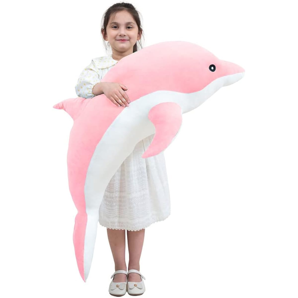 Kekeso Dolphin Plush Giant Dolphin Stuffed Pillow Soft Whale Hug Pillow Whale Sleeping Pillow for Kids Girls (Pink, 39.37 inches)