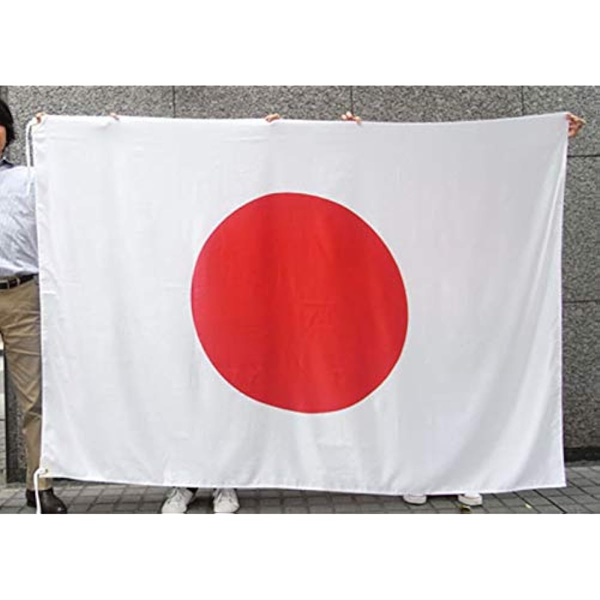 Japanese flag, Hinomaru, Made in Japan, Tetoron suede (100% polyester fabric), 140 x 210 cm, with eyelets on top and bottom left
