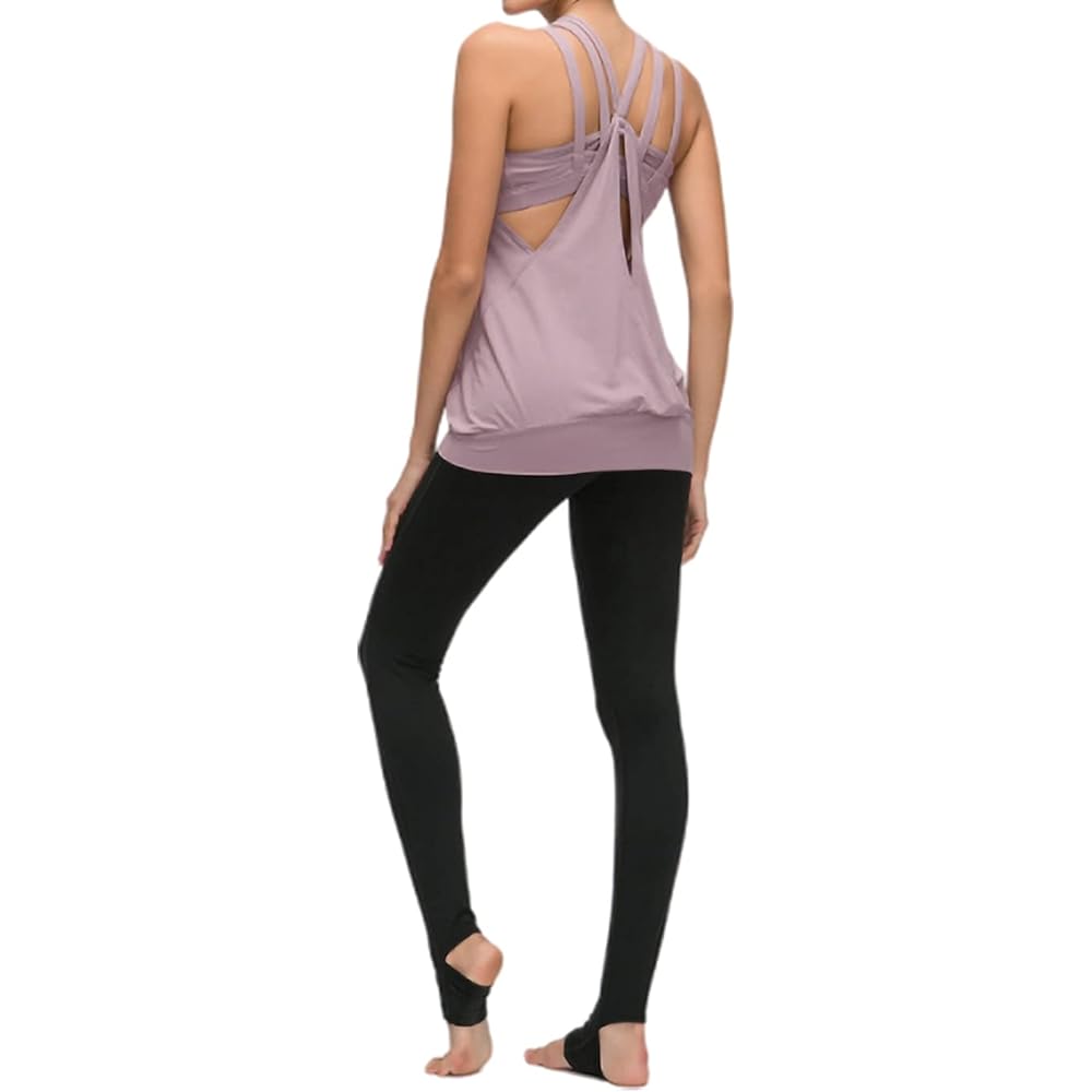 [and-L] Women's Yoga Wear with Cup Bra Top Tank Top Body Covering Bra Top Integrated Quick Drying