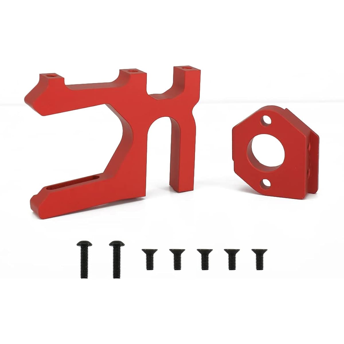 RCAWD Alloy Slide Motor Mount and Plate Set for Arrma 1-7 1-8 Series Car Hop-Up Upgrade Parts (Red)