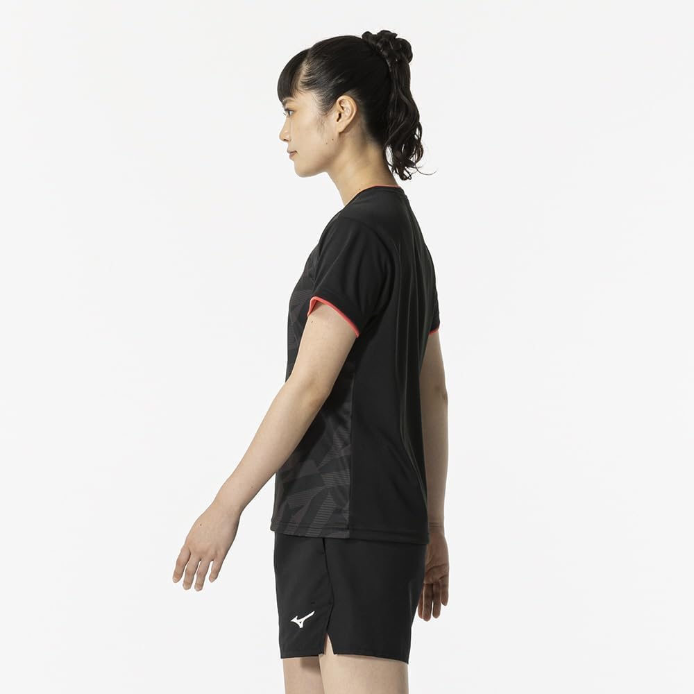 [Mizuno] Tennis Badminton Game Shirt, Short Sleeve, Sweat Absorbent, Quick Drying, Dynamotion Fit, Certified by Japan Badminton Association, 62JAB228 Women's