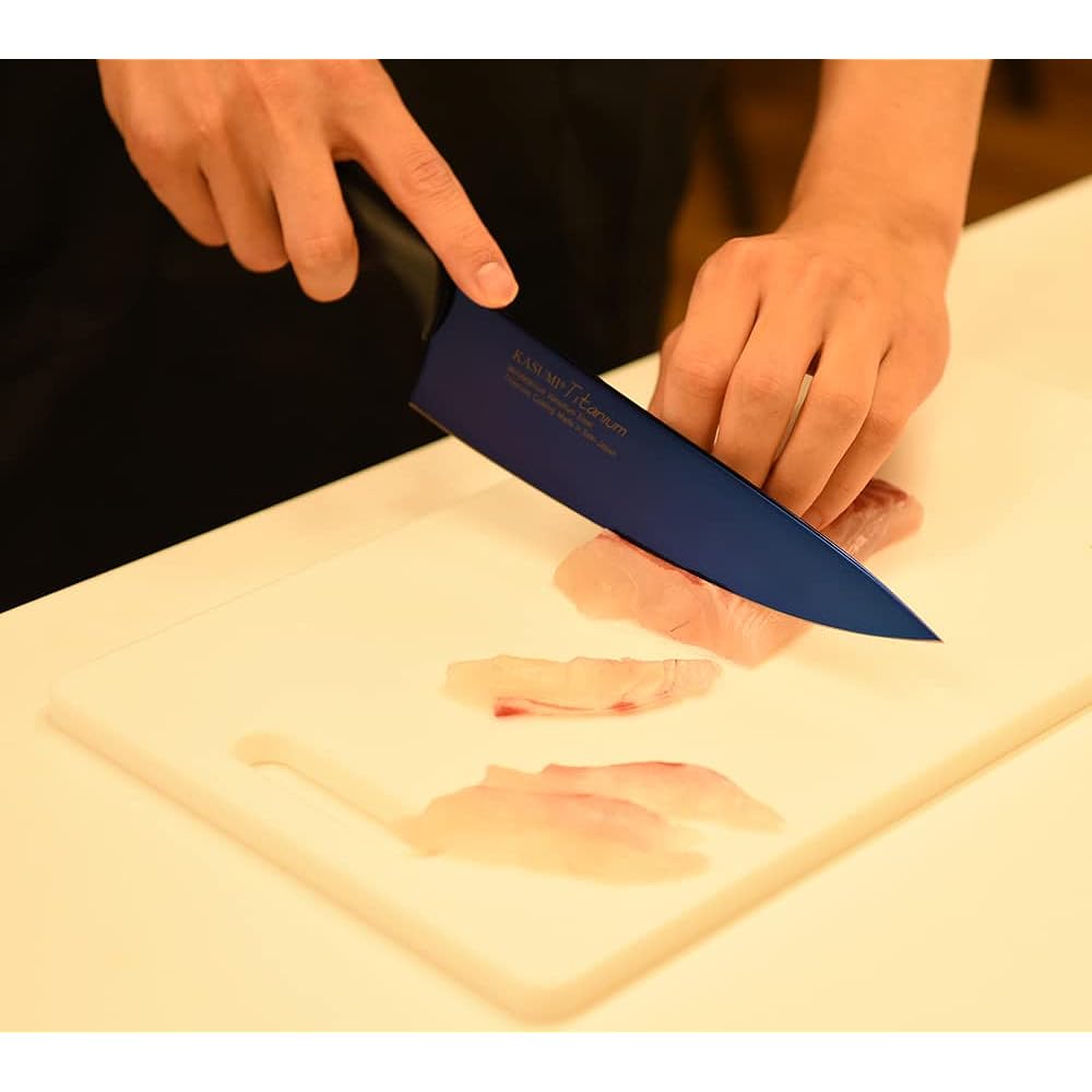 SUMIKAMA Kasumi Knife, Titanium Coating, Sword-shaped Knife, Made in Japan, 20cm, Gyuto, Meat, Vegetables, Rust-resistant, Sharpness, Color, Midnight Blue, Made in Seki City, KASUMI 22020/VI