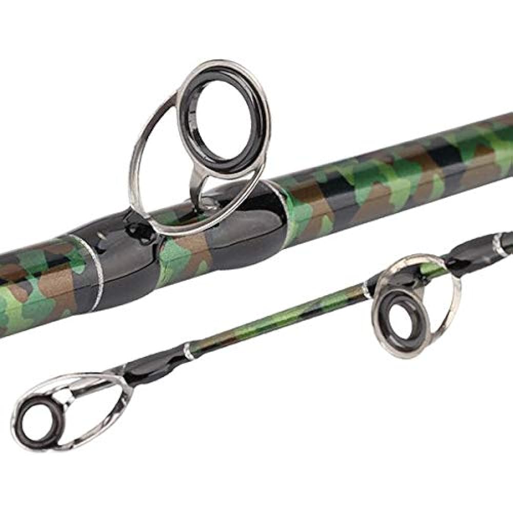 Wellvie Snakehead Fishing Rod XH 7.6ft 2.28m 762XH Bait Rod Carbide 2 Piece Catfish Rod Lure Rod Big Bait Black/Bass/Octopus/Snakehead/Catfish Beginner (Camouflage Pattern)