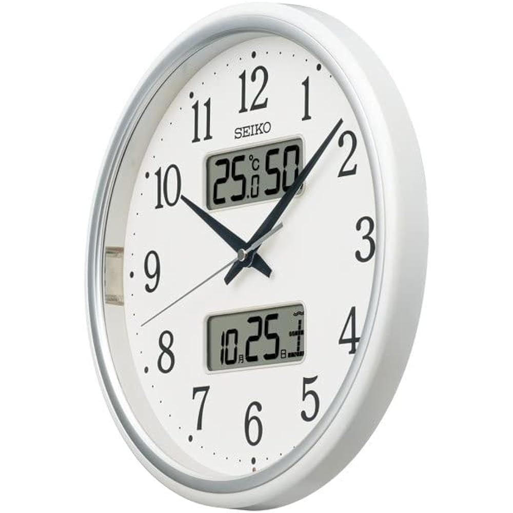 Seiko Clock Wall Clock Radio Analog Calendar Temperature Humidity Display White Pearl Diameter 290 x 50mm KX276W