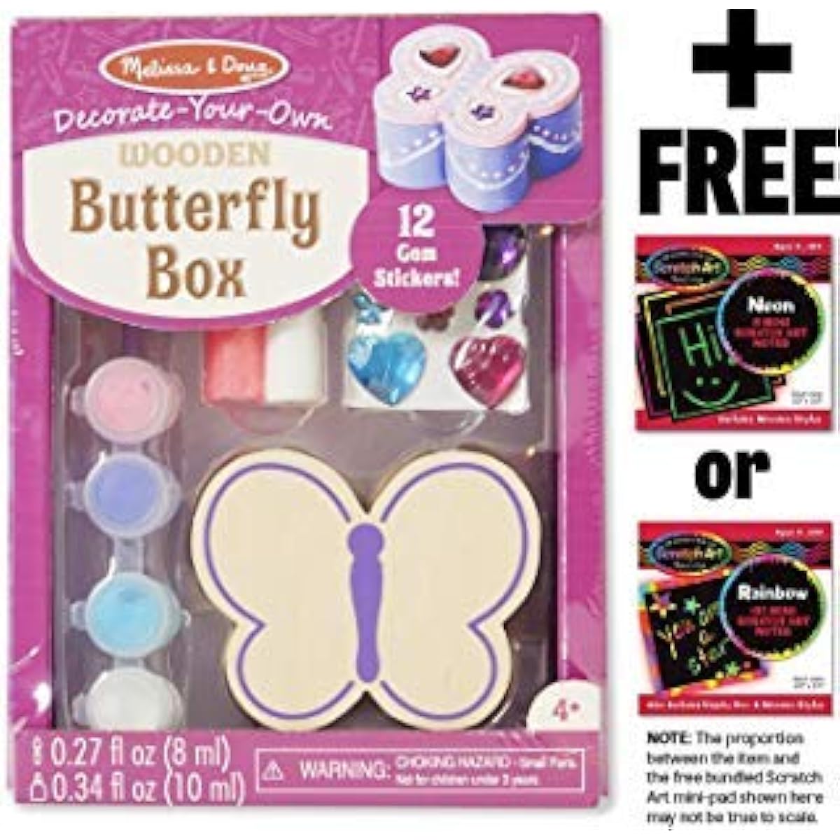Wooden Butterfly Box Decorate-Your-Own Kit + FREE Melissa & Doug Scratch Art Mini-Pad Bundle [88534]