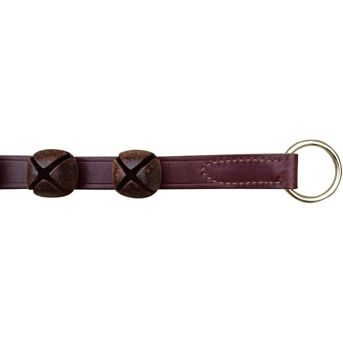 Rustic Bells, 30 Inch Brown Leather Strips, 10 Antique Vintage Finish Brass Plated Bells, Sleigh Bells, Brass Bells, Jingle Bells, Christmas Bells, Dog Training, Amish Handmade Leather