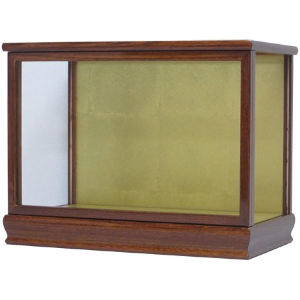 Kyoju doll case, width 40 x depth 21 x height 28 cm (inside dimensions), glass case, wooden, with door, zelkova lacquer, Takasago doll, wood grain doll