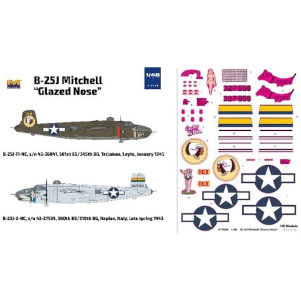 HK Models HK Models 1/48 US Army B-25J Mitchell Glass Nose Plastic Model 01F008 Molding Color