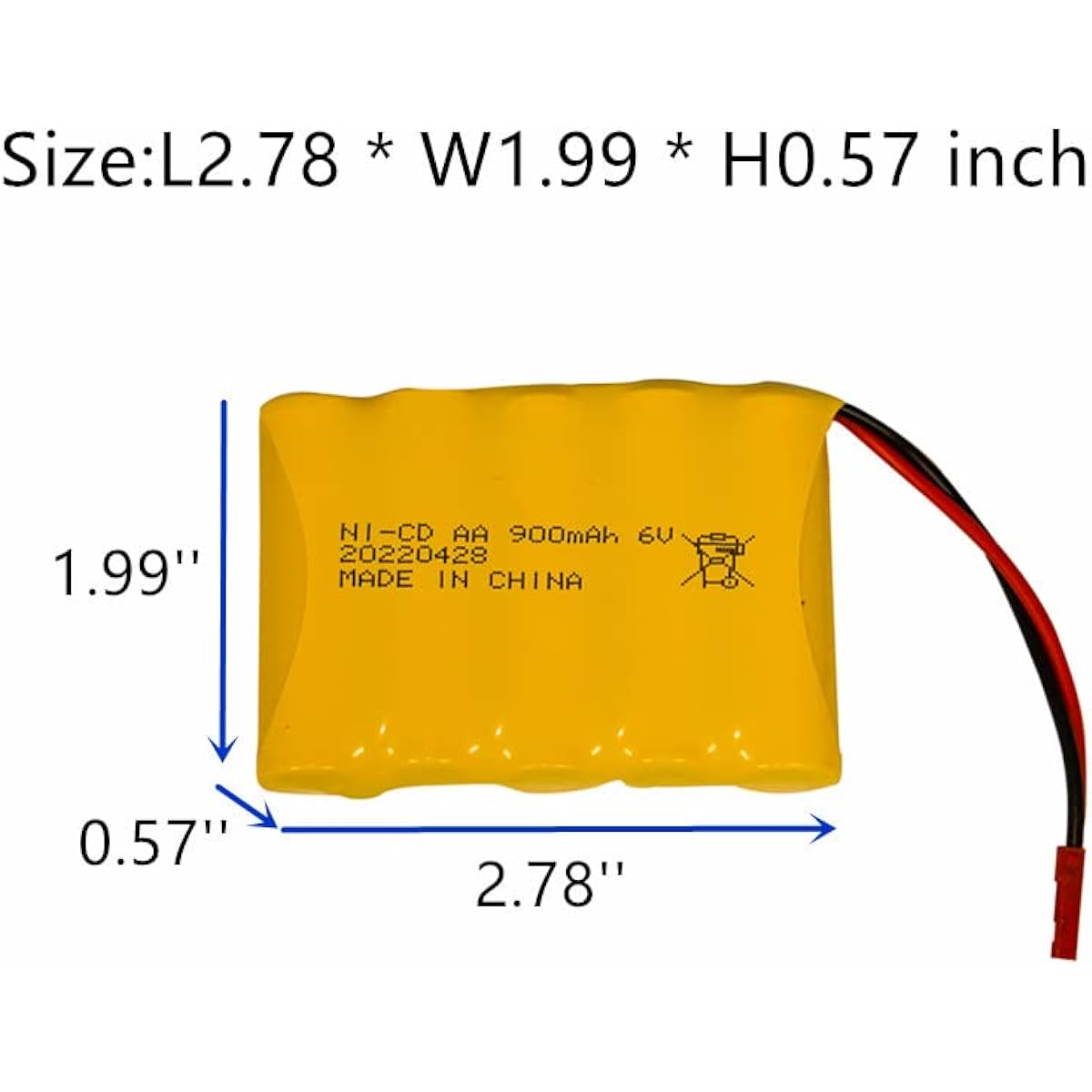 6V 900mAh NID-CD Battery Pack with JST Plug for RC Bulldozer RC Excavator RC Toys 2 Pack