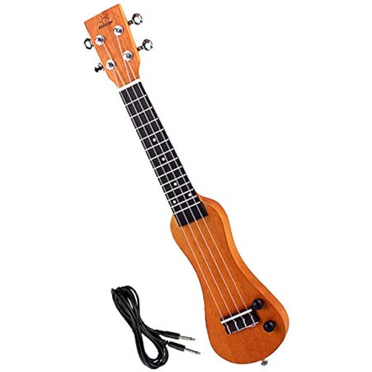 Hellery 21 Inch Soprano Beginner Ukulele Wooden Uke with 3.5mm Audio Cable
