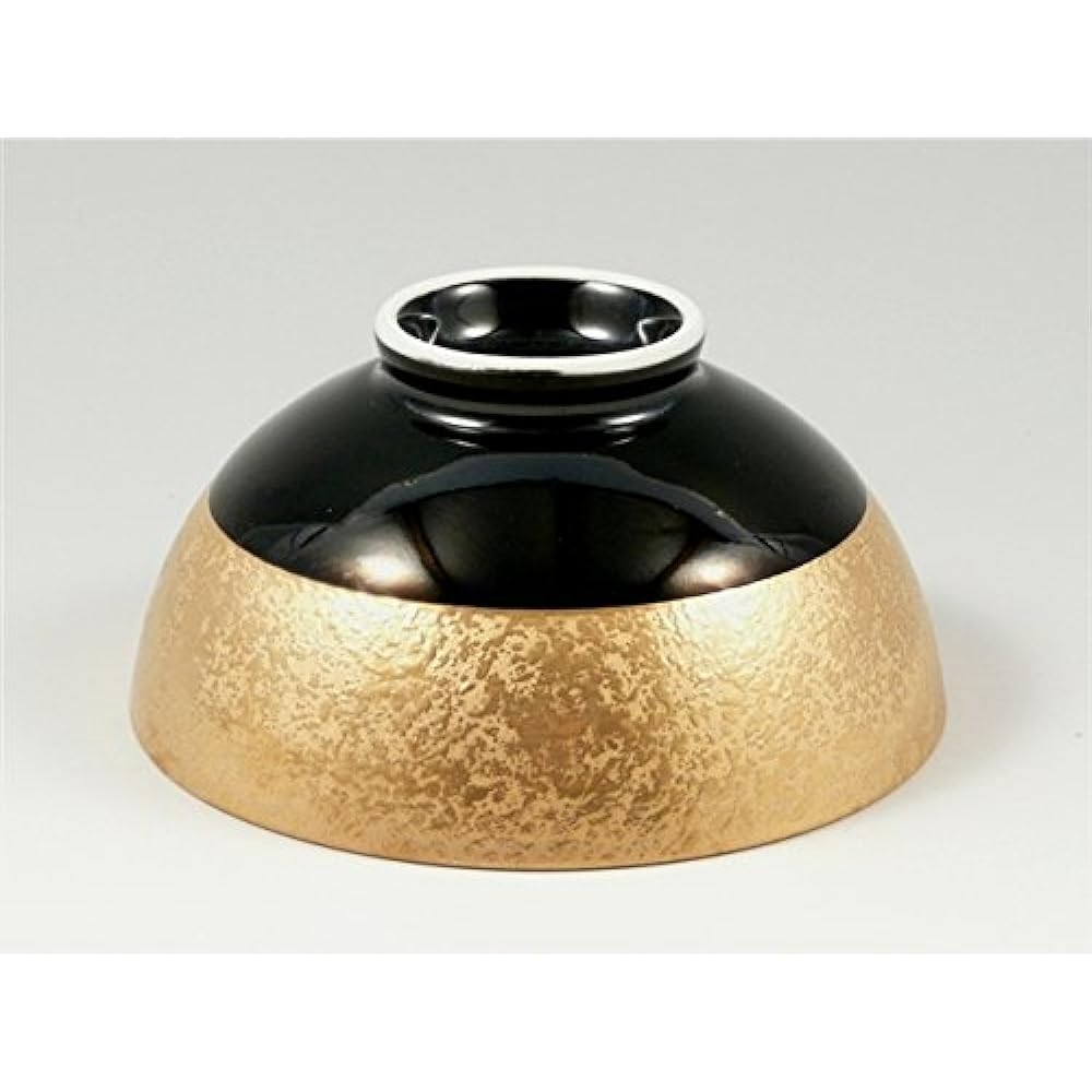 Arita ware, Yagenji kiln, gold dark black glaze, platinum dark black glaze, pair bowl (couple bowl) 20623