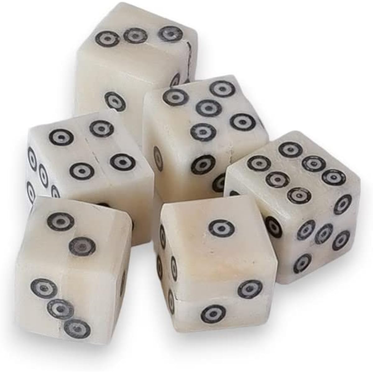 Cords Essentials d6 Viking/Medieval Gambling Bone Dice Set, 6-9/16 inches (14-15mm) Thick (Bone) 14MM