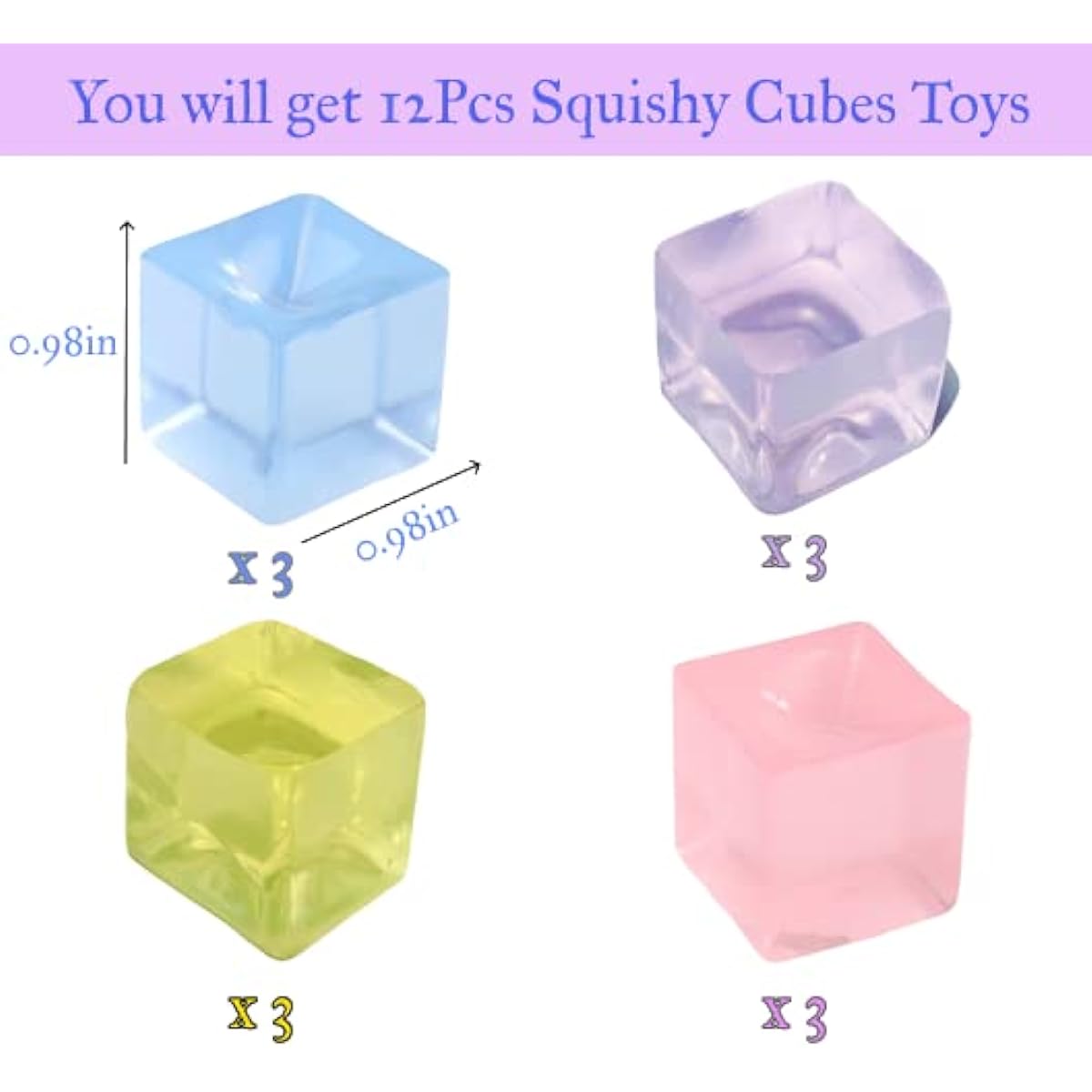Fidget Squishy, 12pcs Cool Cube Toys, Party Favors, Gifts for Kids Adults, Stretchy Stress Fidget Cube, Squishy Sensory Cube, Soft Squishy, Anxiety Relief Toys for ADHD and Autistic Kids and Adults
