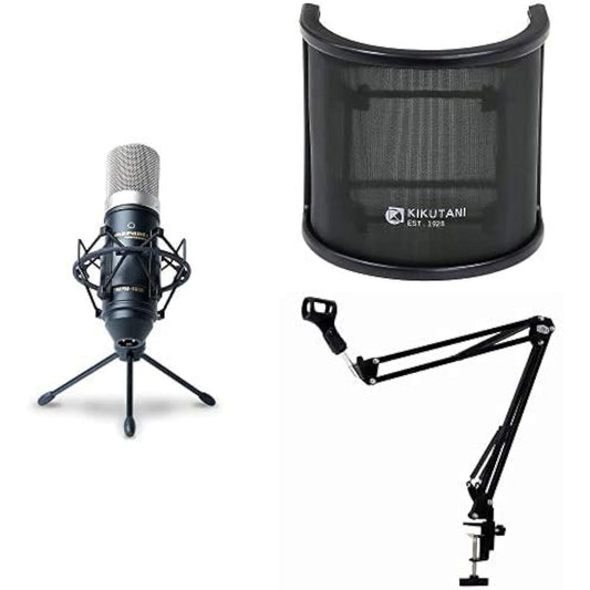 888M Marantz Pro Condenser Microphone MPM-1000, Kiktani Pop Blocker PO-7, and PLUTINUM Microphone Stand Set