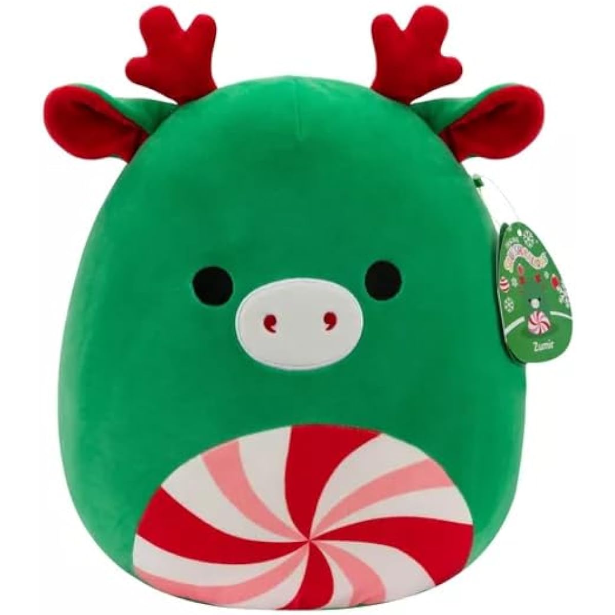 Squishmallows Christmas Holiday 12" Zummiel Green Moose Peppermint Swirl Belly Medium Plush