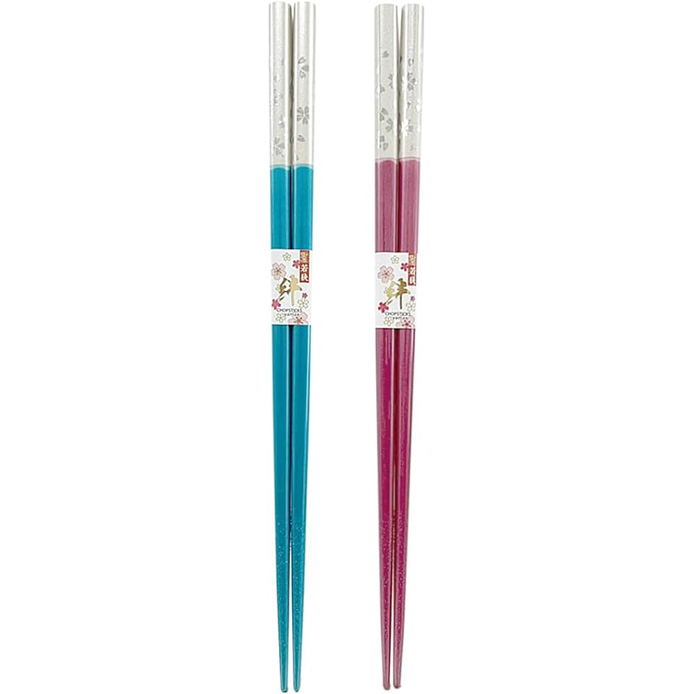 Couple chopsticks, cherry blossom pearl, blue, pink, dishwasher safe, paulownia box and wrapping included, gift for grandpa and grandma, Respect for the Aged Day [77]