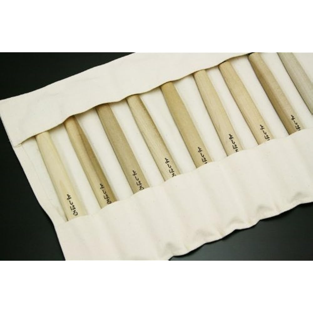 Yoshiharu Knives, Highest Grade, Made of Steel, Separately Made, Yoshiharu Mitomo Chisel, Cloth Case, Set of 10 W-10