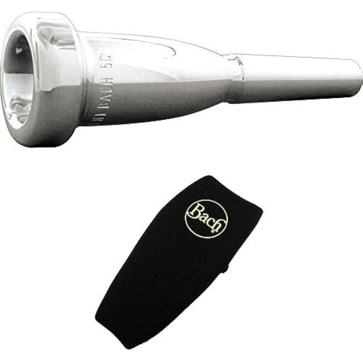 Bach Trumpet Mouthpiece "5C Megatone" Silver Plated Finish & Neoprene Mouthpiece Pouch Set