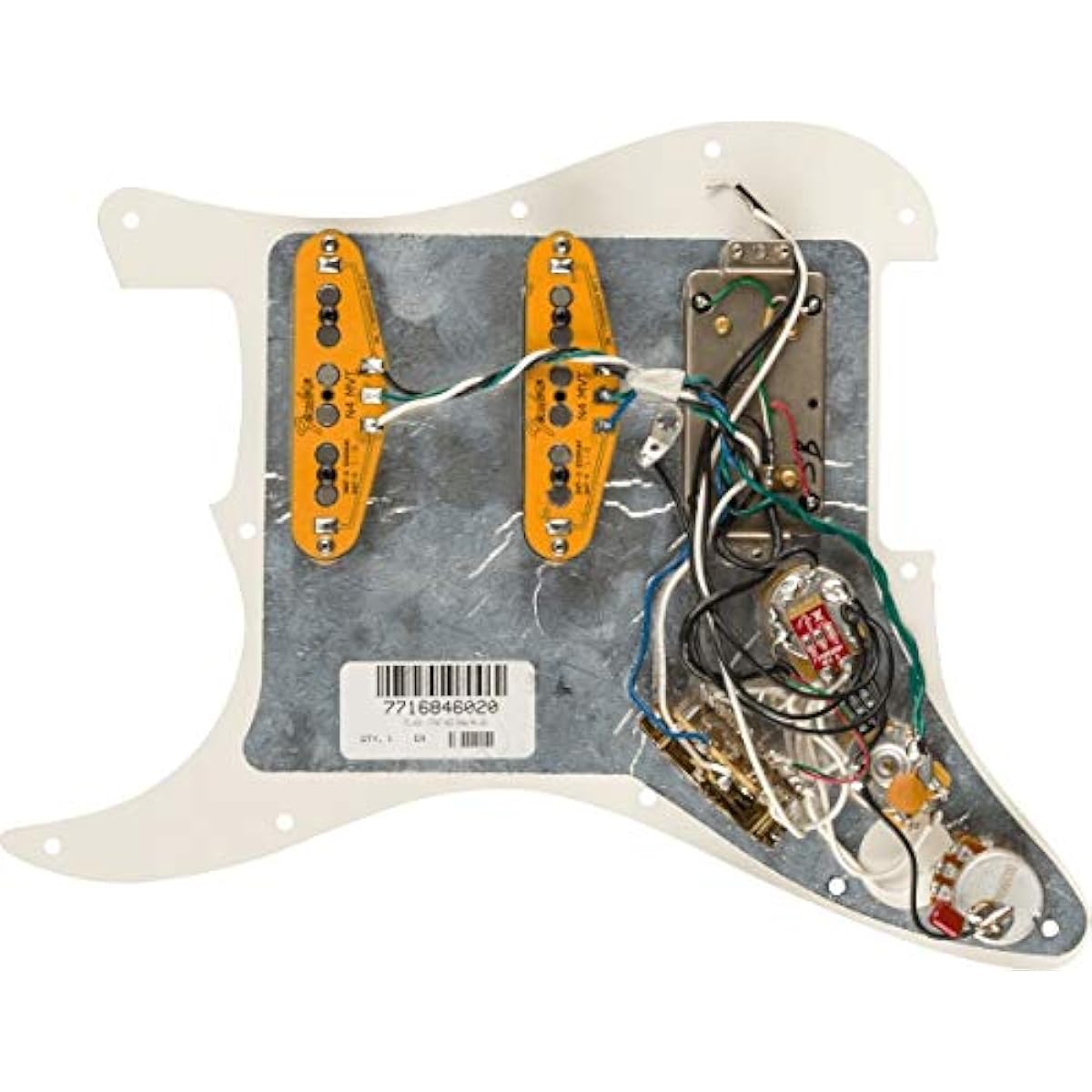 Fender Guitar Parts Pre-Wired Strat Pickguard, Shawbucker Bridge/Gen 4 Noiseless Neck/Middle HSS, Parchment 11 Hole PG