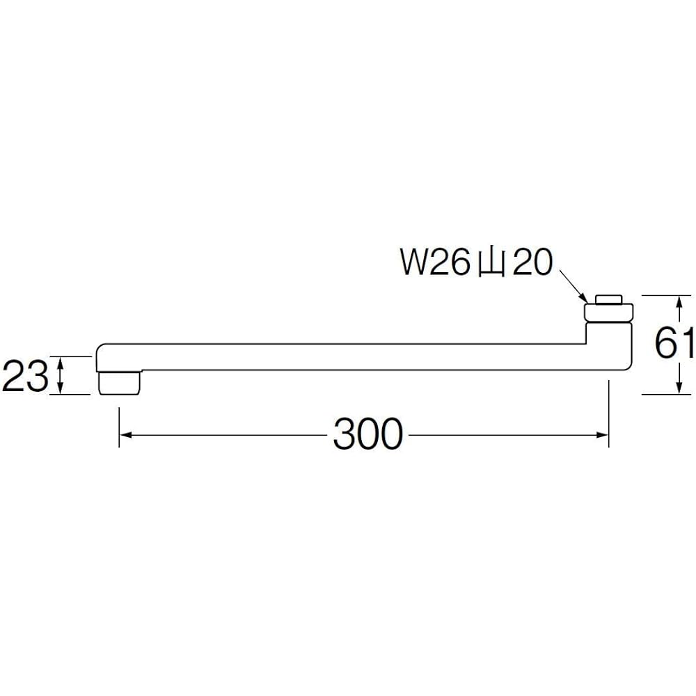 SANEI Square Spout Soft Rectification Diameter 16mm Length 300mm W26 Mountain 20 Compatible with most manufacturers PA1110-61X3-16