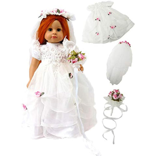 American Fashion Bride Wedding Dress Pink Flower Fits 18 inch dolls such as American Girl Dolls