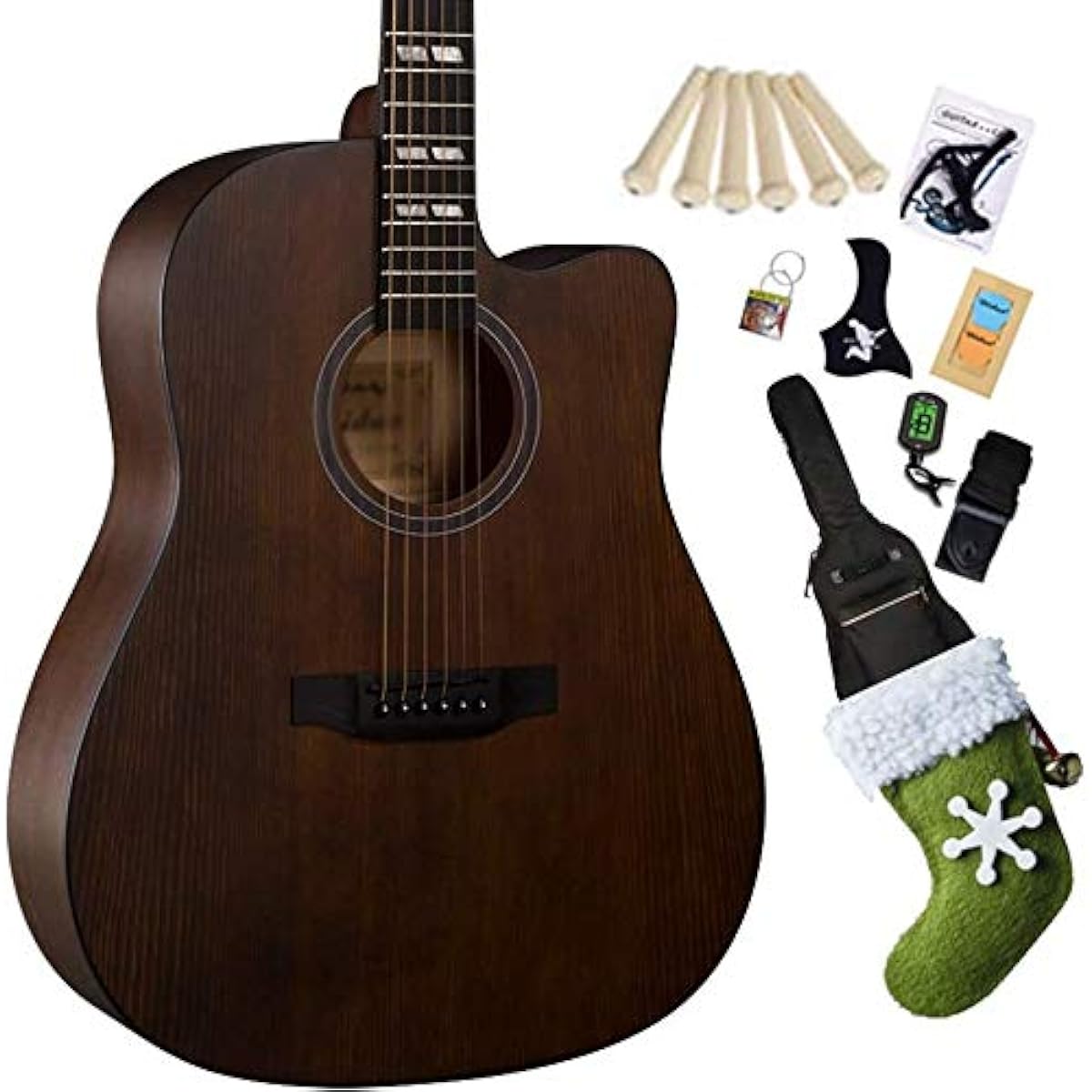 Retro Acoustic Guitar Acoustic Guitar Retro Acoustic Guitar Folk Guitar Classical Guitar Full Size 41 Inch Wooden Guitar Matte Surface Full Sound with Gig Bag, Strings, Pick, 5 Colors (Color, Black), Brown