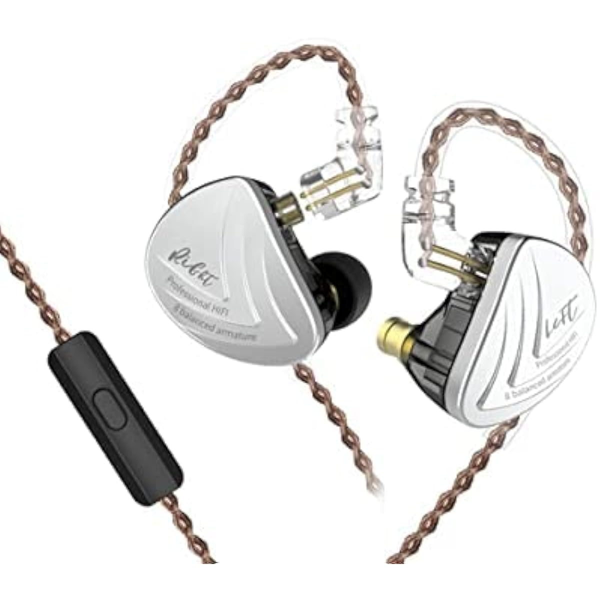 keephifi KZ AS16 Earphones In-Ear Monitor IEM AS16 Wired Earphones Headphones Noise Cancelling 8BA Balanced Armature Drivers Earphones with Mic Black with Mic